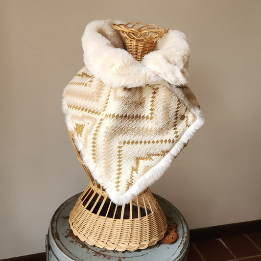 Faux Fur Snap Cowl-Cream Aztec Pre-Order