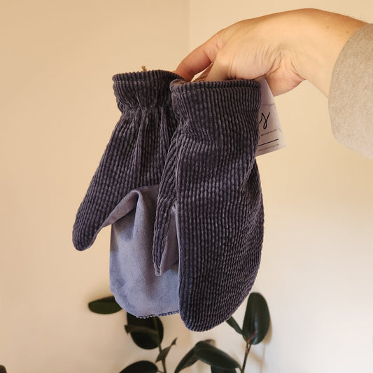 Corduroy Mittens Blue