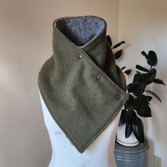 Luxury Snap Cowl - Olive Green