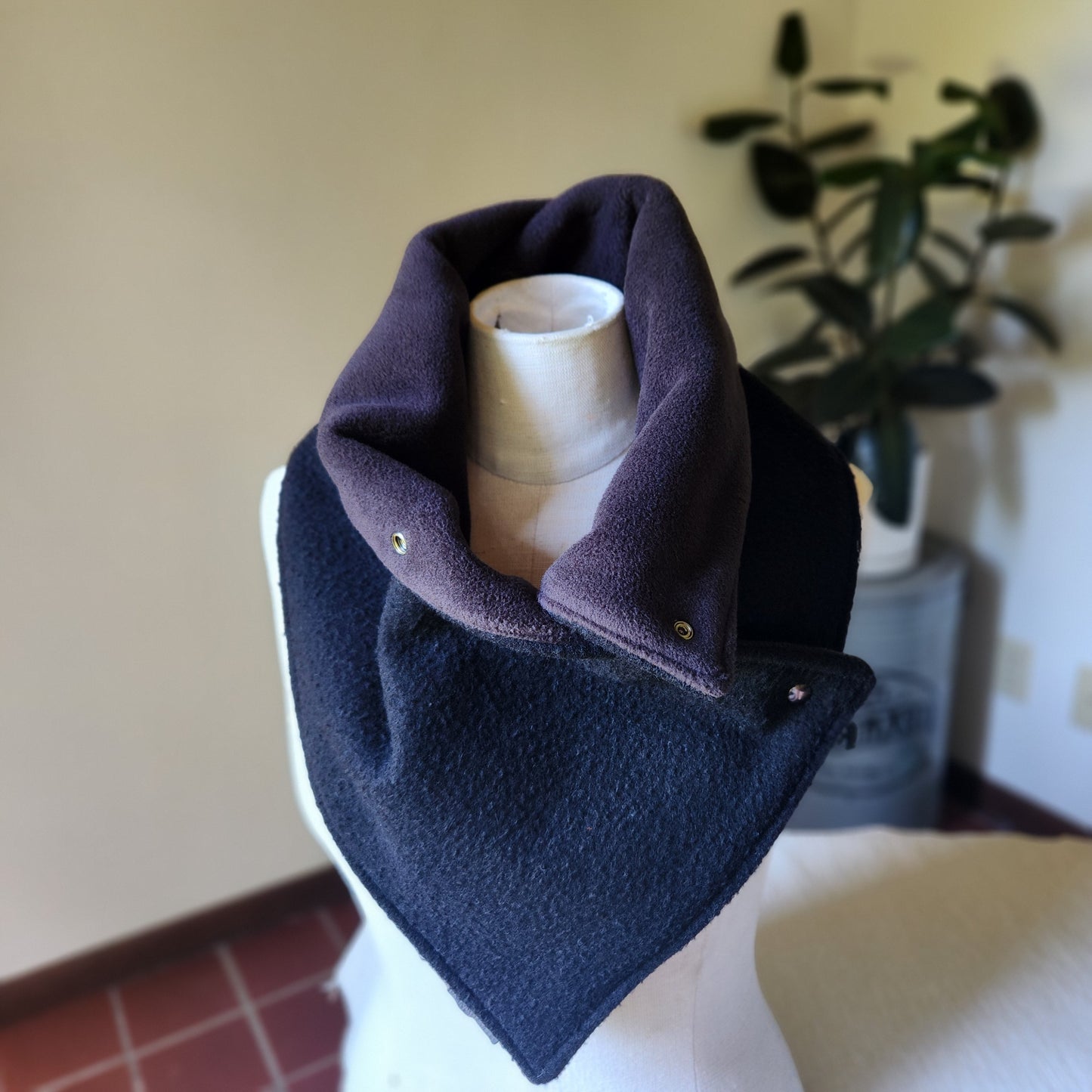 Snap Cowl-Brushed Black Wool