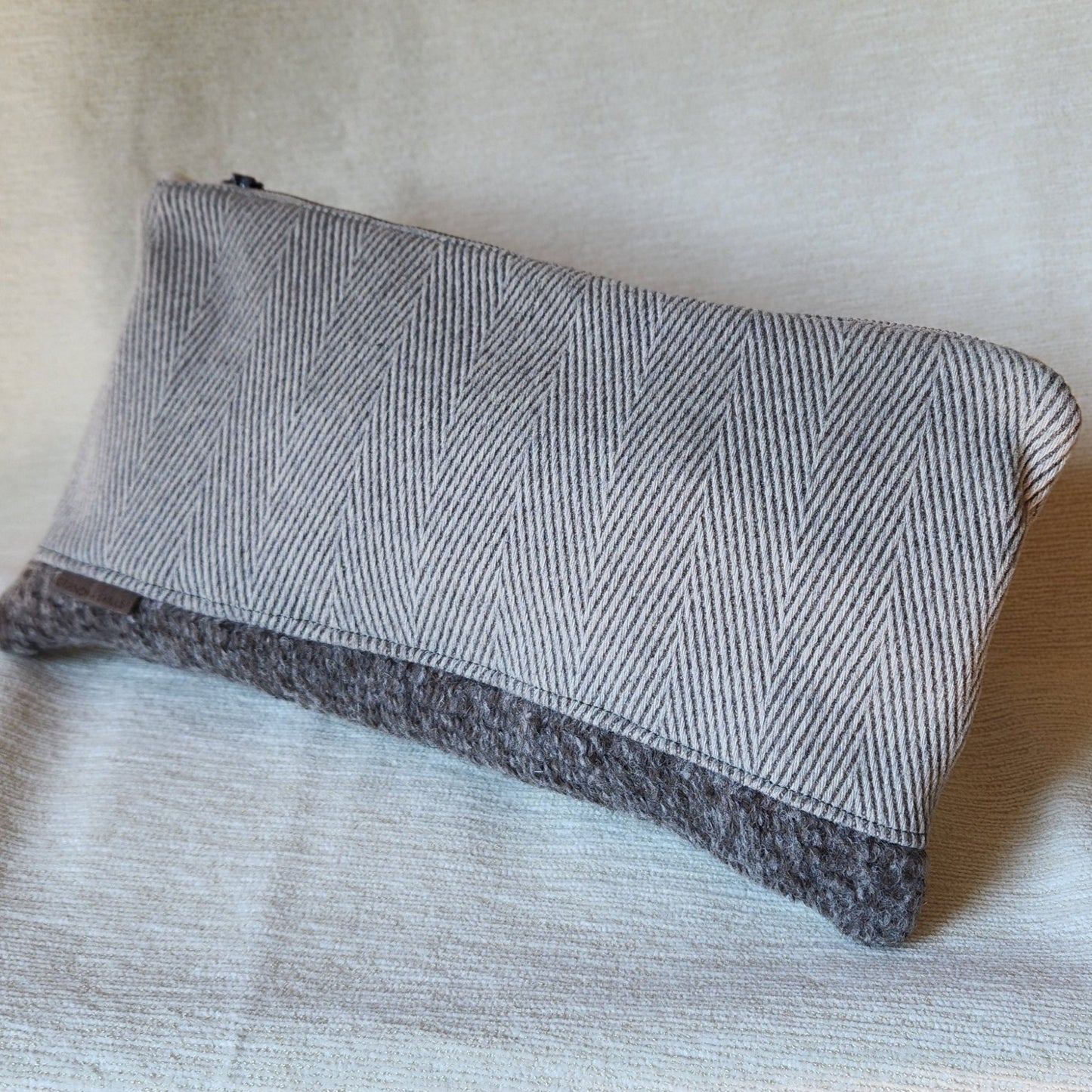 Denver Clutch Taupe Herringbone Wool