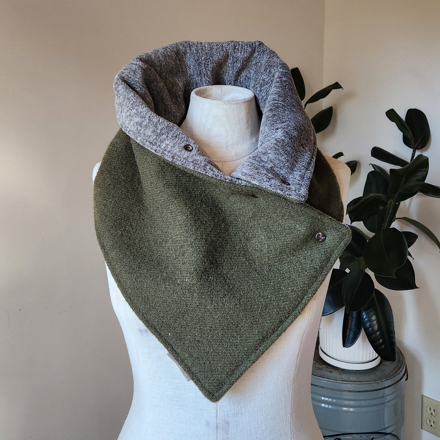 Luxury Snap Cowl - Olive Green