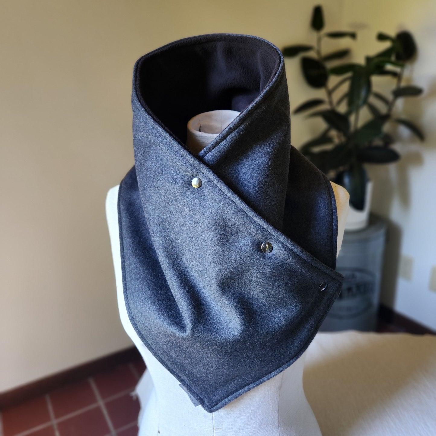 Snap Cowl-Charcoal Slim Fit